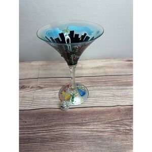 Lolita‎ "New Years Tini" Martini Glass Hand Painted Cocktail Drinkware